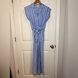 Blue Rain Striped Blue and White Jumpsuit